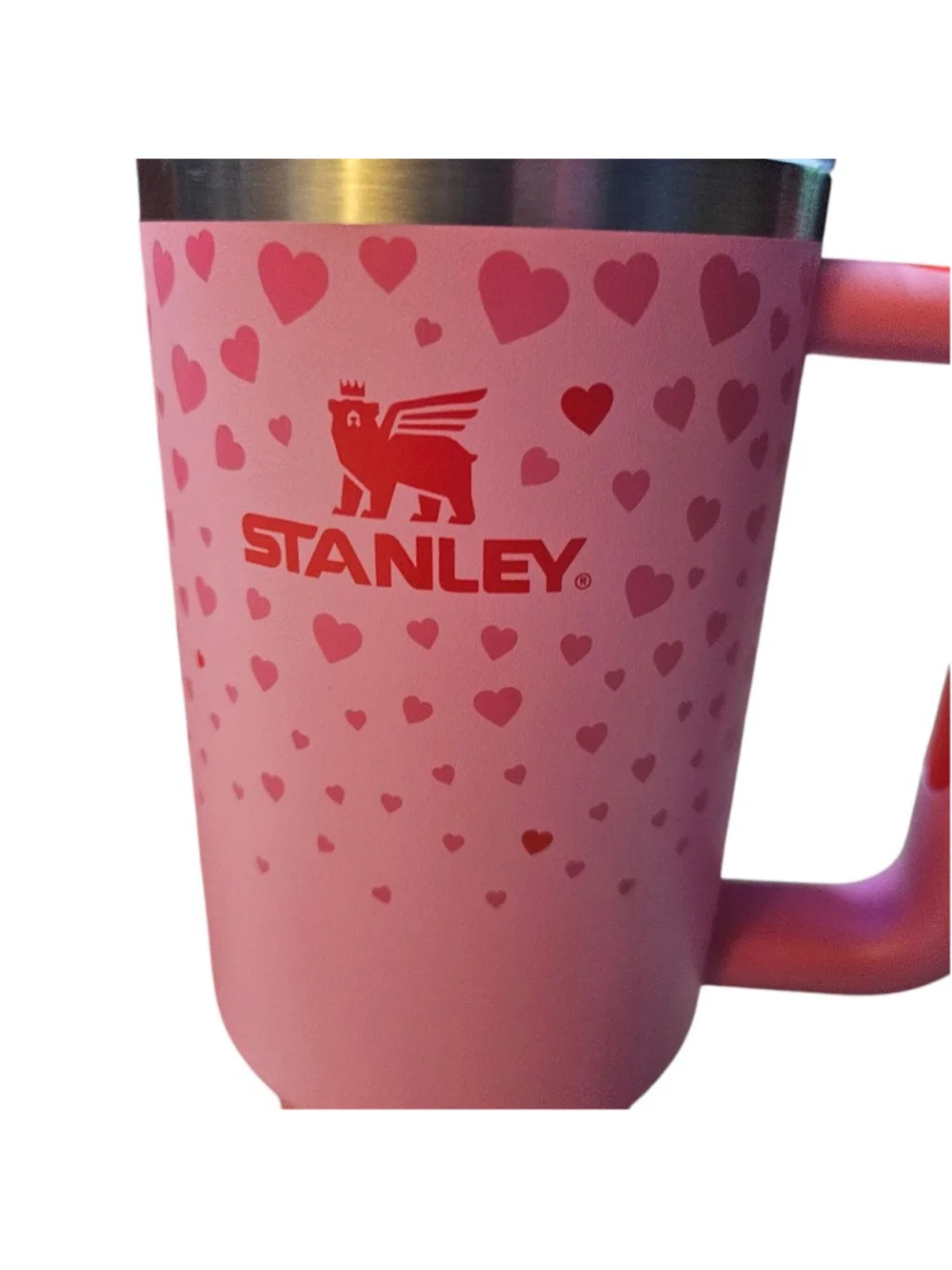 Stanley 40 oz Stainless Steel H2.0 Quencher Tumbler Pink Hearts Valentine's Day - Picture 6 of 8